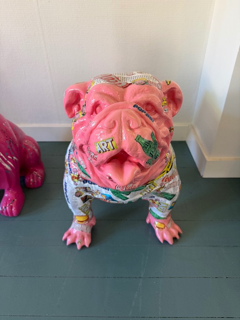 Bekend Buldog beeld ware grootte (roze)., Ophalen, Weerbestendig, Kunststof, 50 - 100 cm