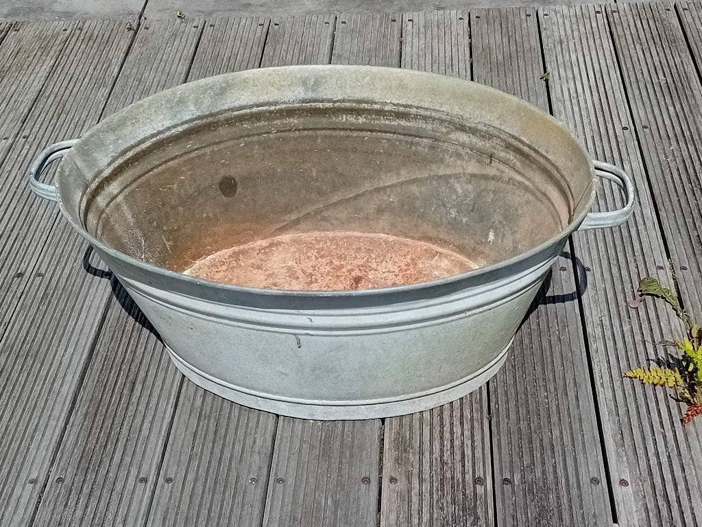 Grote zinken kuip, Ophalen, Gebruikt, Rond, Metaal