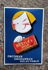 Nestle milk emaille reclame bord en veel andere retro borden, Ophalen of Verzenden, Zo goed als nieuw, Reclamebord