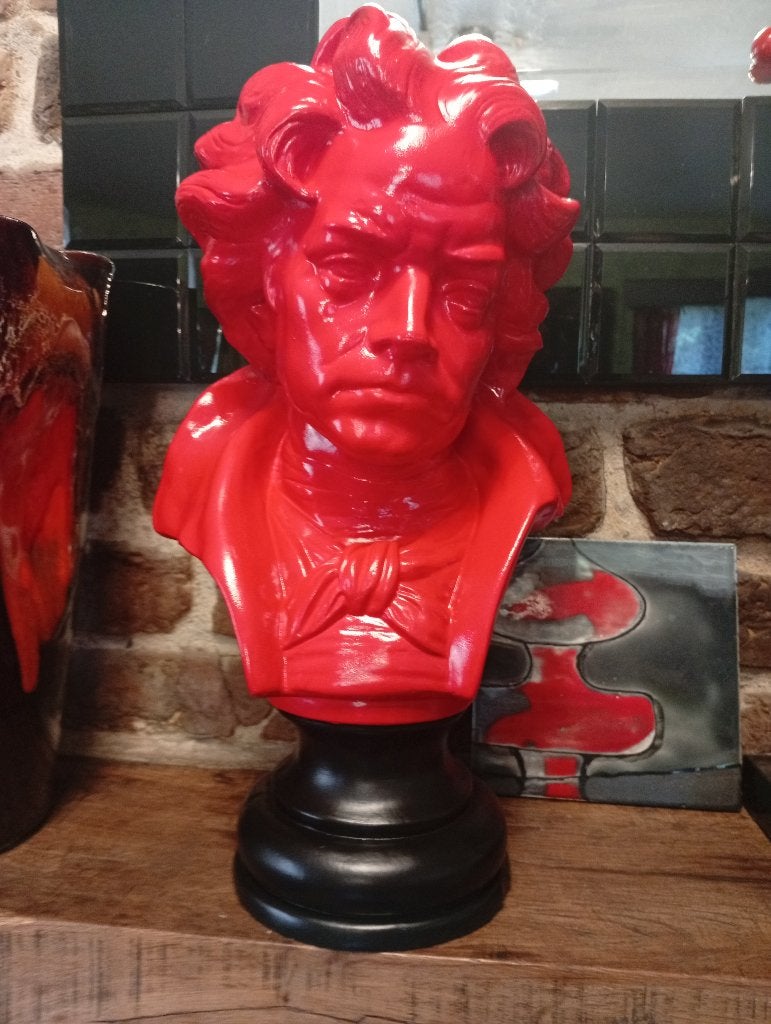 Unieke popartbuste van BEETHOVEN — Oude werkplaatspleister, Kunststof, Ophalen of Verzenden, Klassiek, Buste