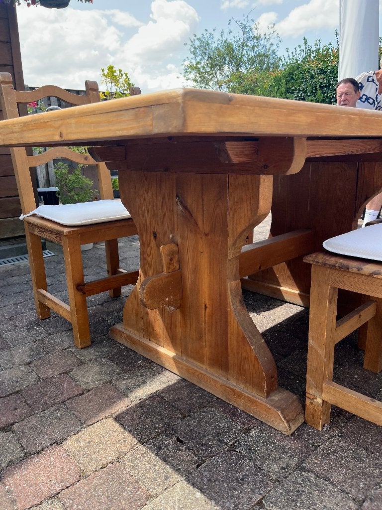 Mexicaanse eettafel plus 4 stoelen., Enlèvement, Utilisé, Quatre personnes, Rectangulaire