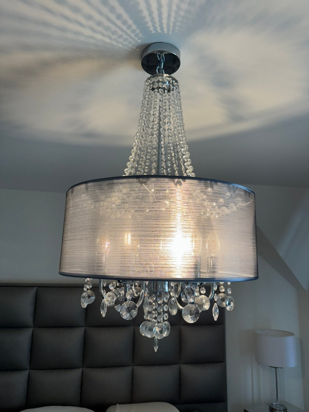 Mooie zilvere lamp, Huis en Inrichting, Lampen | Kroonluchters, Ophalen, Zo goed als nieuw