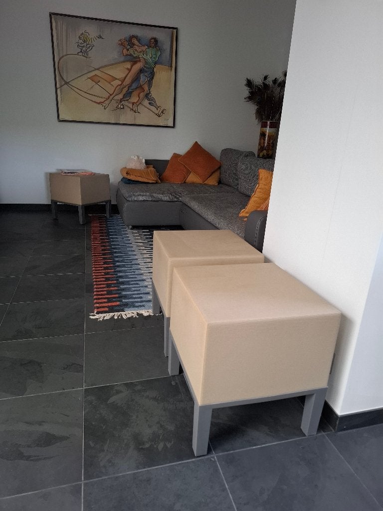 3 design poefs – indoor/outdoor – stevig & stijlvol, Enlèvement, Utilisé, Moins de 50 cm, Rectangulaire