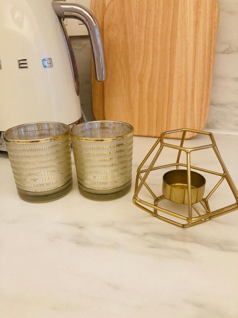 Lot de 3 photophores dorés H&M home, Enlèvement, Neuf