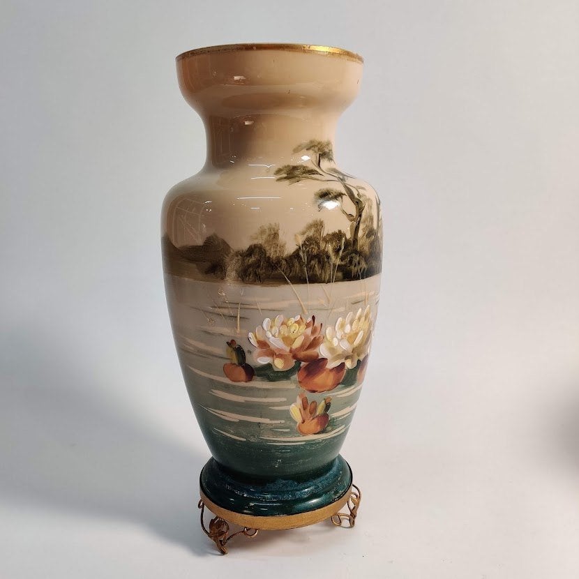 opaline - opaal vaas. Handgeschilderd , Japans motief, Antiek en Kunst, Ophalen of Verzenden