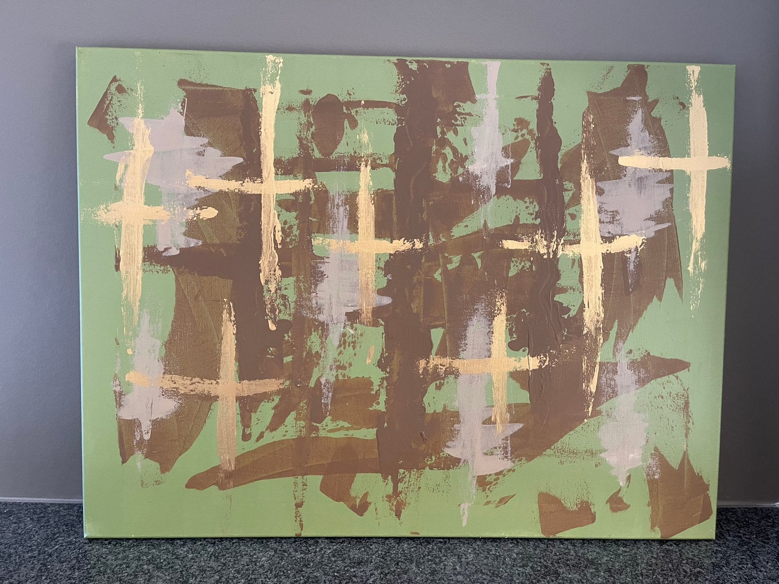 Peinture abstraite originale aux accents dorés - Mk Art, Enlèvement