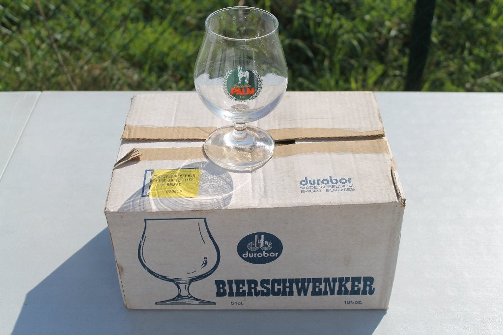 Doos van 6 speciale palm 1747 glazen, oude verzamel glazen, Verzamelen, Ophalen of Verzenden, Zo goed als nieuw, Glas of Glazen