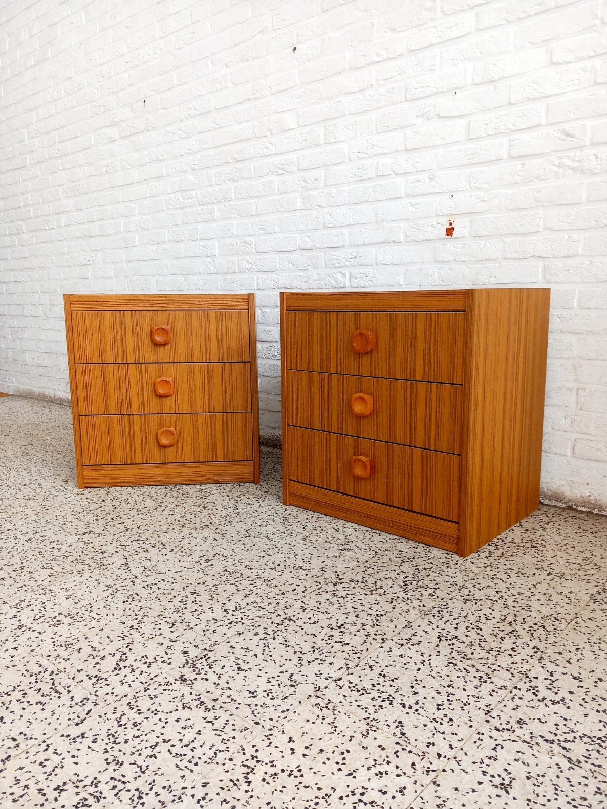 Set vintage scandinavische nachtkastjes, Ophalen, Hout
