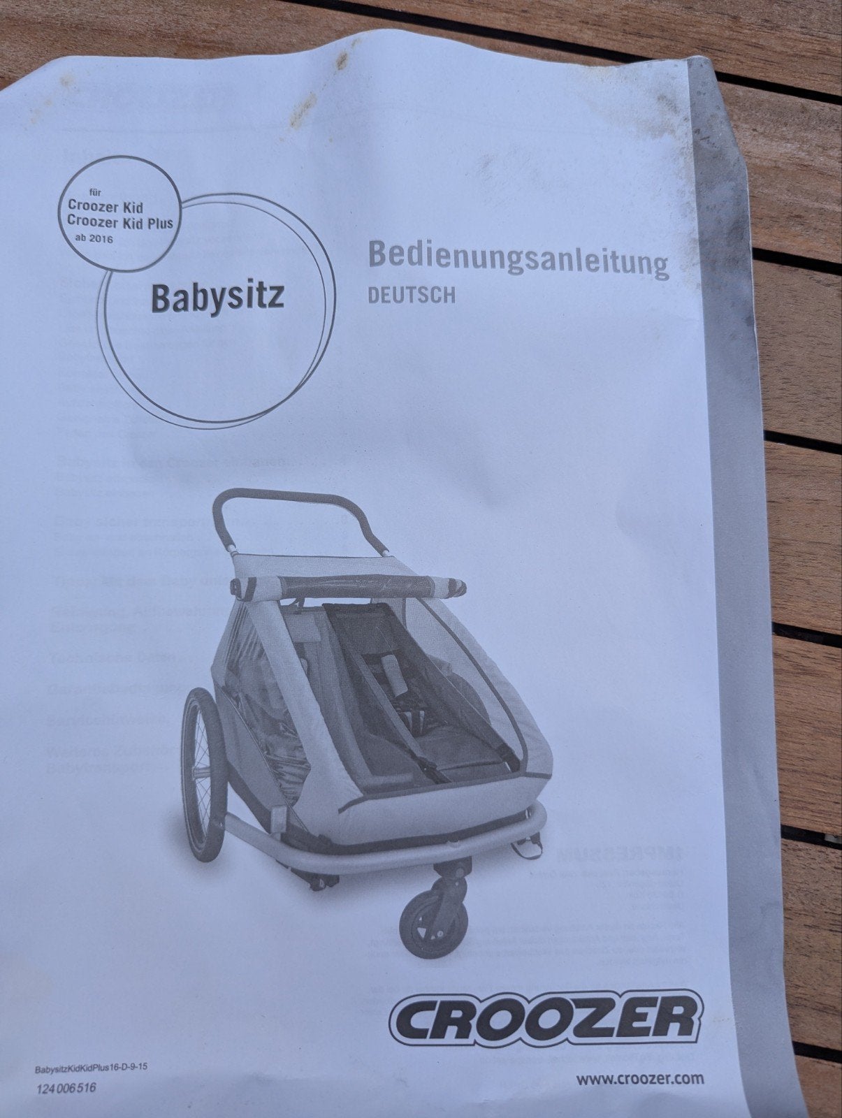 Croozer baby seat, Ophalen