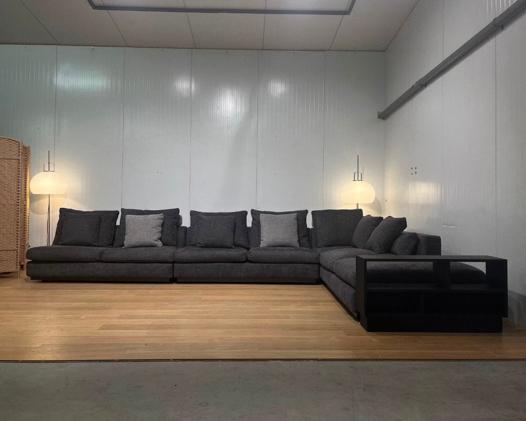 ZGAN Minotti Andersen Luxe Hoekbank Donkerblauw + GARANTIE, Huis en Inrichting, Zetels | Zetels, Zo goed als nieuw, Hoekbank, Vierpersoons of meer