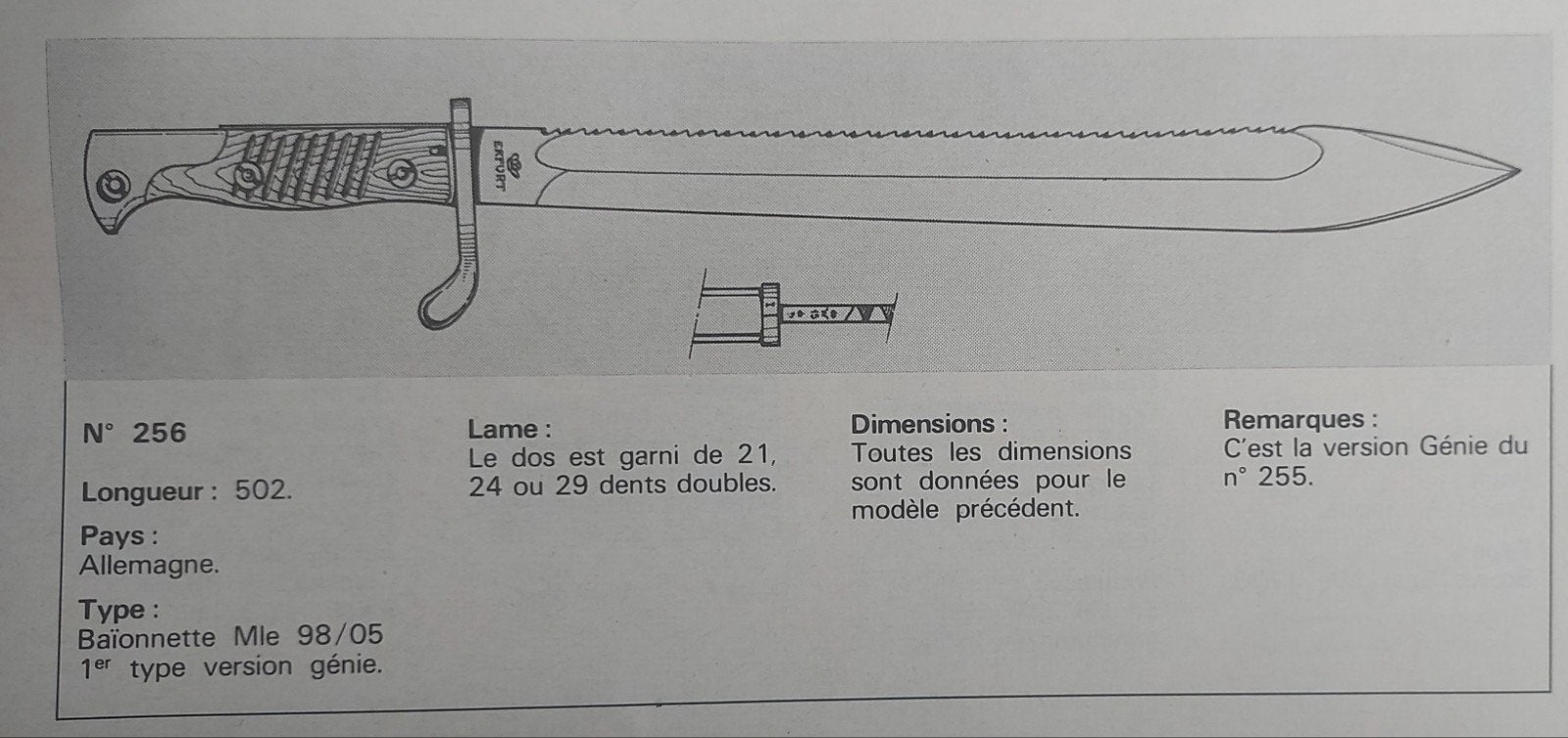 WW1 -  BAÏONNETTE Allemande 98-5 A DENTS DE SCIE, Collections, Objets militaires | Général, Enlèvement ou Envoi