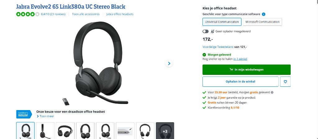 Jabra Evolve2 65, Audio, Tv en Foto, Snelladen, Nieuw, Ophalen of Verzenden, Jabra