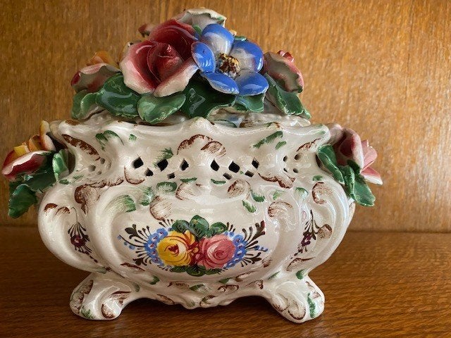 Vintage,  bloemenschaal met deksel, Enlèvement