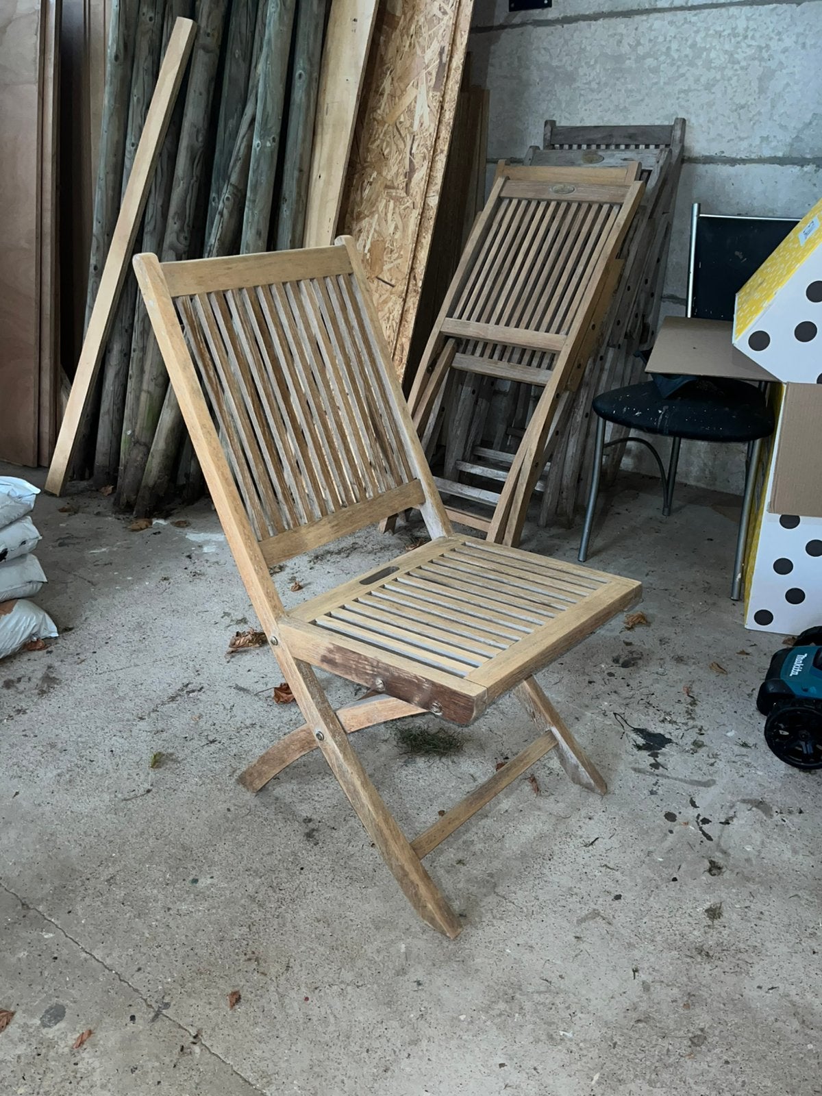 Tuinstoelen set hout, Tuin en Terras, Tuinstoelen, Ophalen, Gebruikt, Hout, Inklapbaar