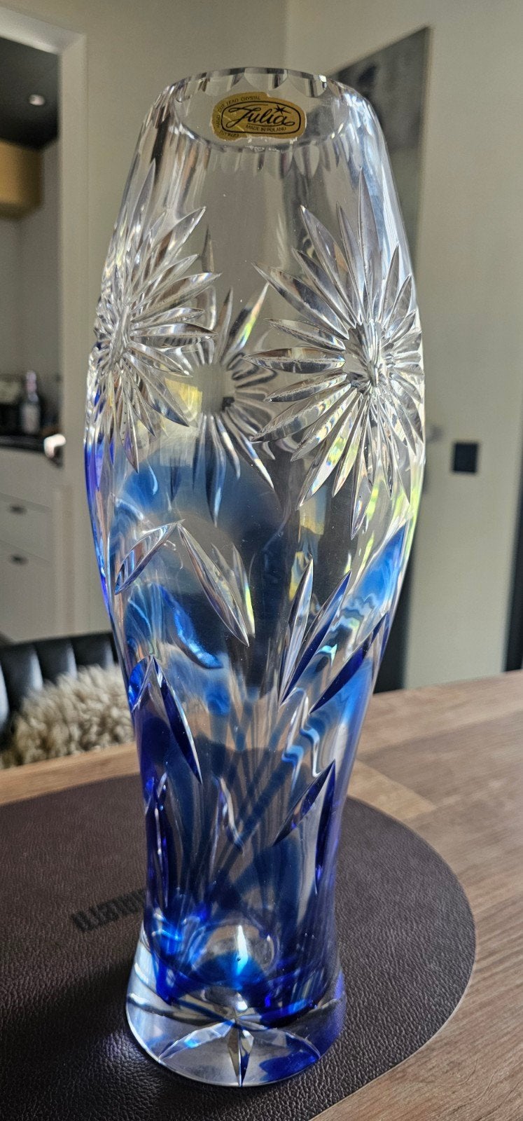 vase en cristal 40 cm bleu cobalt, Antiquités & Art, Enlèvement