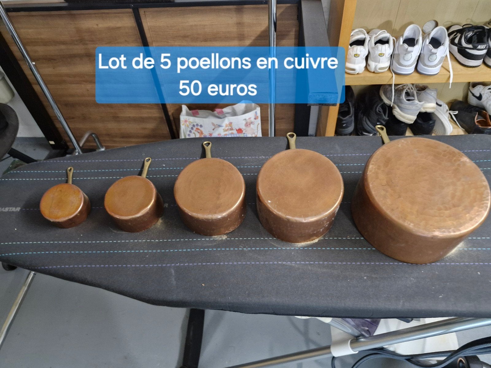 Lot de 5 poellons en cuivre, Enlèvement