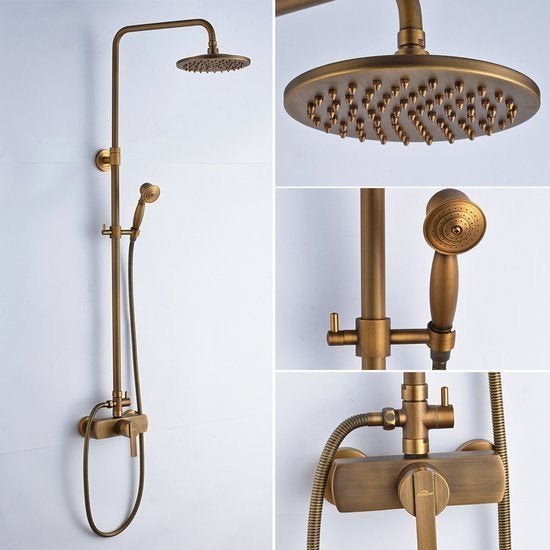 Luxe  geborstelt Messing Regendouche Set, Doe-het-zelf en Bouw, Sanitair, Verzenden, Nieuw, Koper, Douche