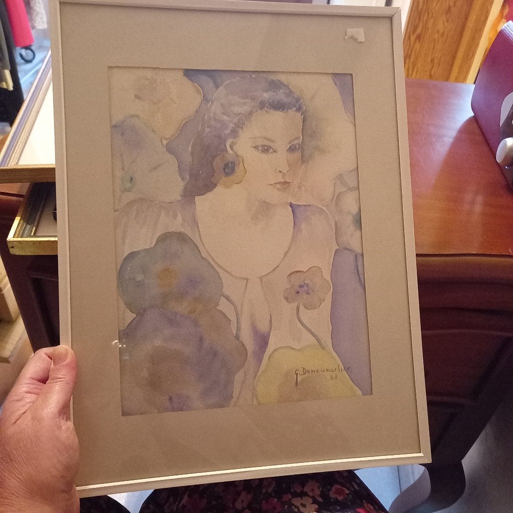 Aquarel van Gisèle Deneumoustier, Portret of Personen, Ophalen of Verzenden, Aquarel, Papier