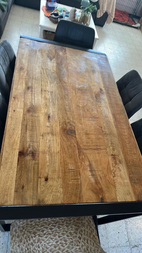 Mangohouten tafel met zwart, Ophalen, Zo goed als nieuw