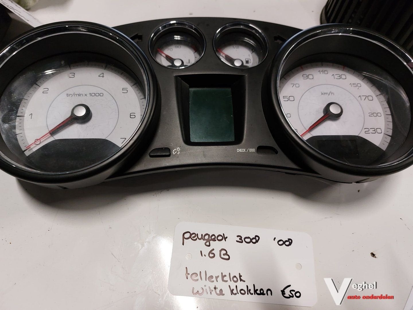 Peugeot 308 1.6B tellerklok met witte klokken '08, Gebruikt, -, -, Ophalen of Verzenden