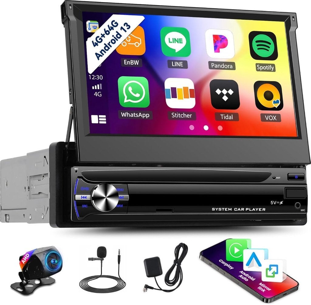 (12) Autoradio 1 DIN Android 13 4+64G, Autos : Divers, Autoradios, Neuf, Enlèvement ou Envoi