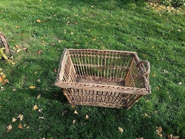 Grote geweven rieten houten mand, Tuin en Terras, Ophalen, Gebruikt, Hout