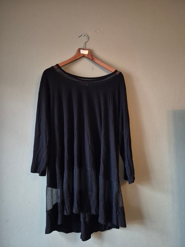 Zwarte Ophelia tuniek/jurk met mesh details - Maat M, Kleding | Dames, Maat 38/40 (M), Zwart, Ophelia, Ophalen of Verzenden