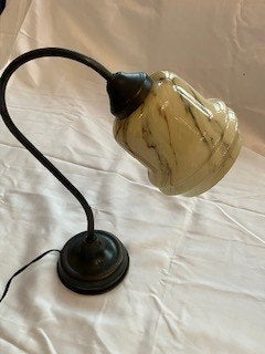 tafellamp, Beige, Art deco, 39 cm, Ophalen of Verzenden