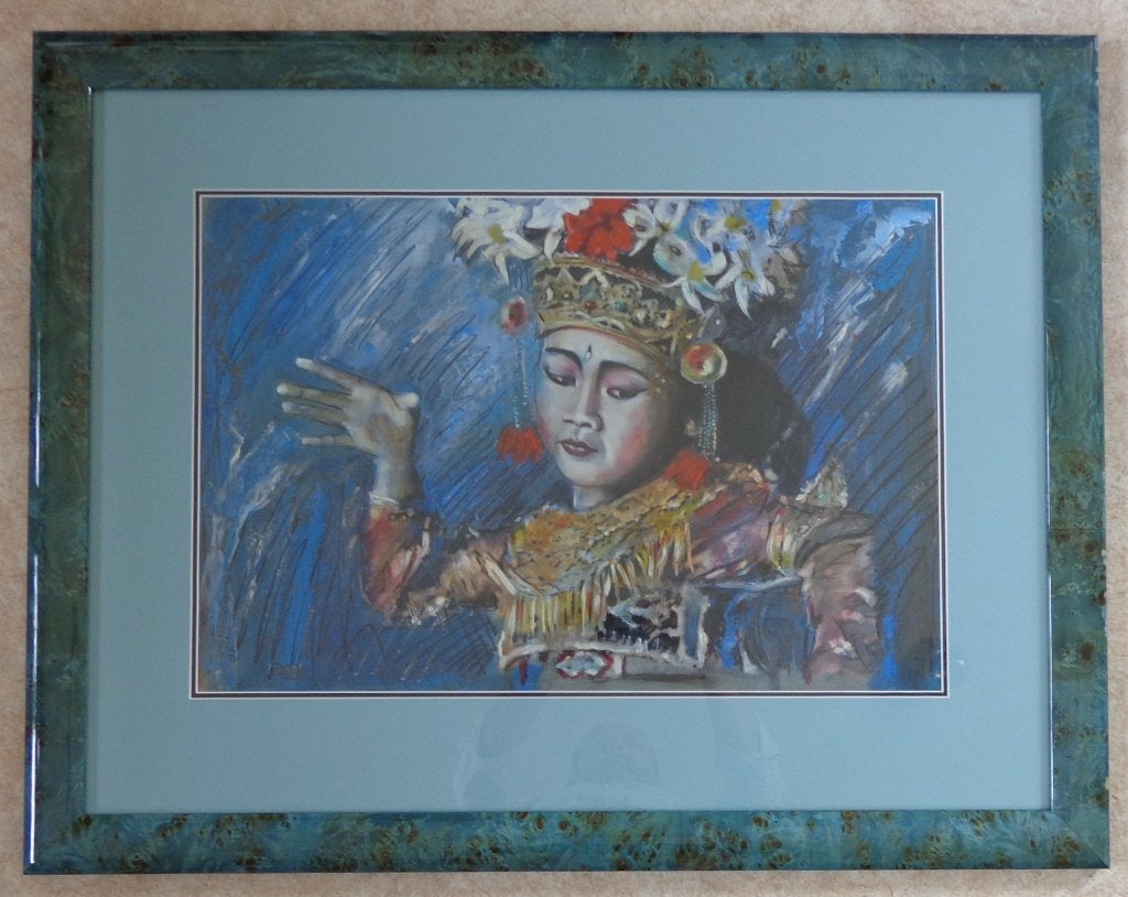 LOUIS NAGELKERKE / BALINESE DANSERES OLIEVERF 72x92cm KADER, Ophalen, Figuren, Papier/karton, Olieverf