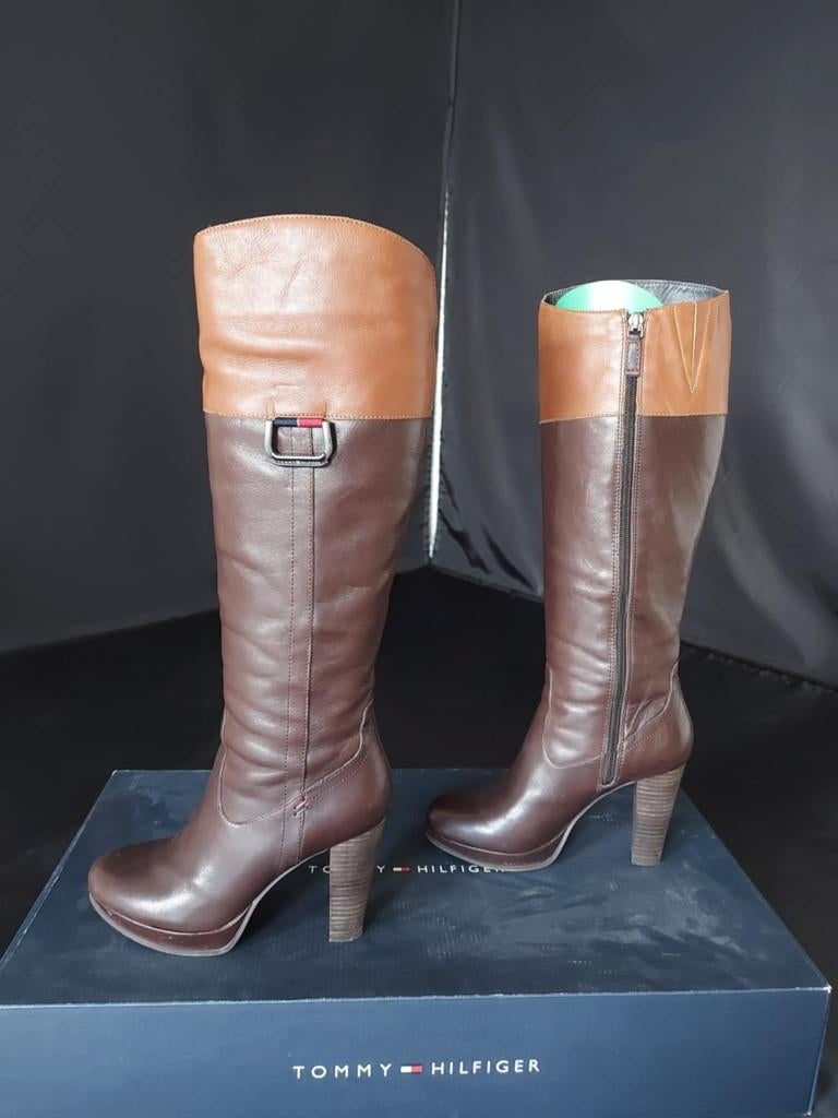 Tommy Hilfiger – Lederen laarzen, Kleding | Dames, Schoenen, Hoge laarzen, Tommy hilfiger, Bruin, Ophalen of Verzenden