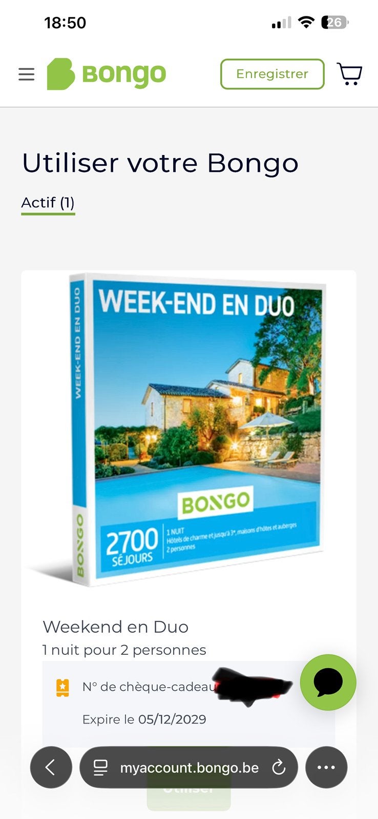 Wkd a 2, Tickets & Billets, Deux personnes, 1 nuitée