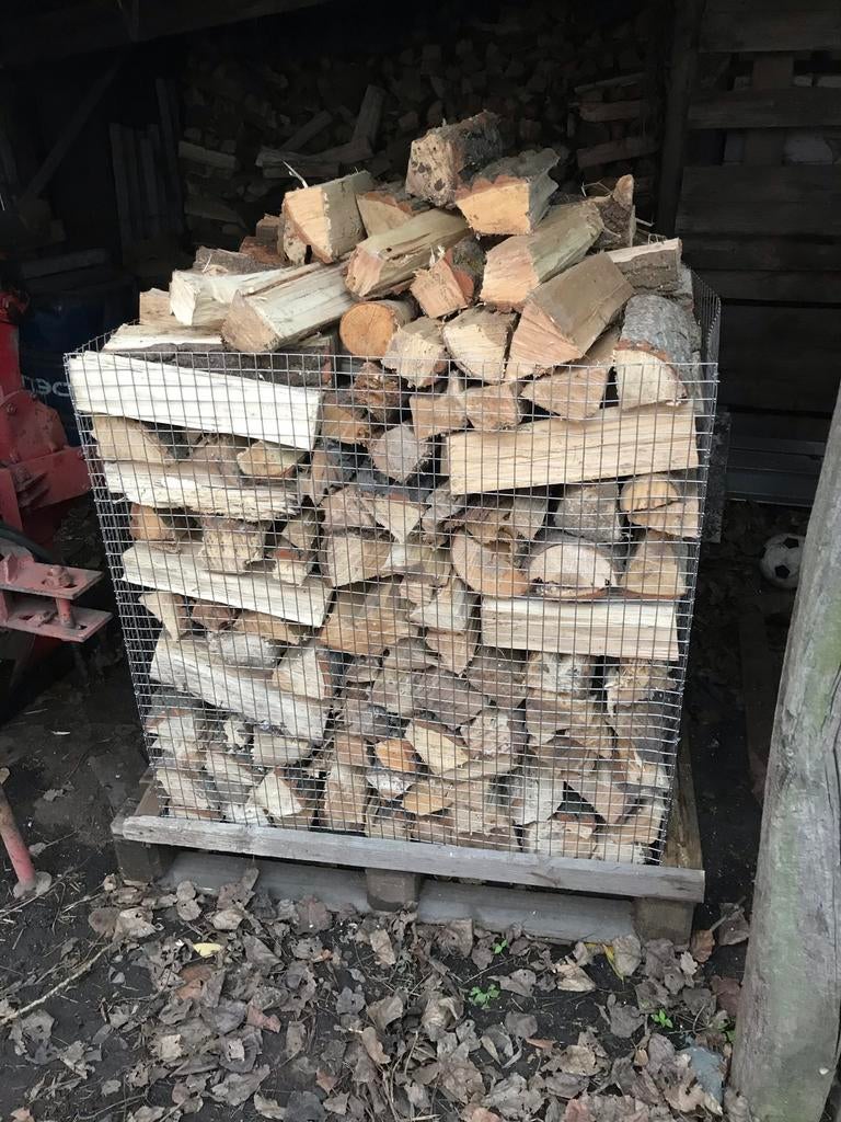 Droog brandhout gestapelde kubieke meter, Tuin en Terras, Ophalen of Verzenden
