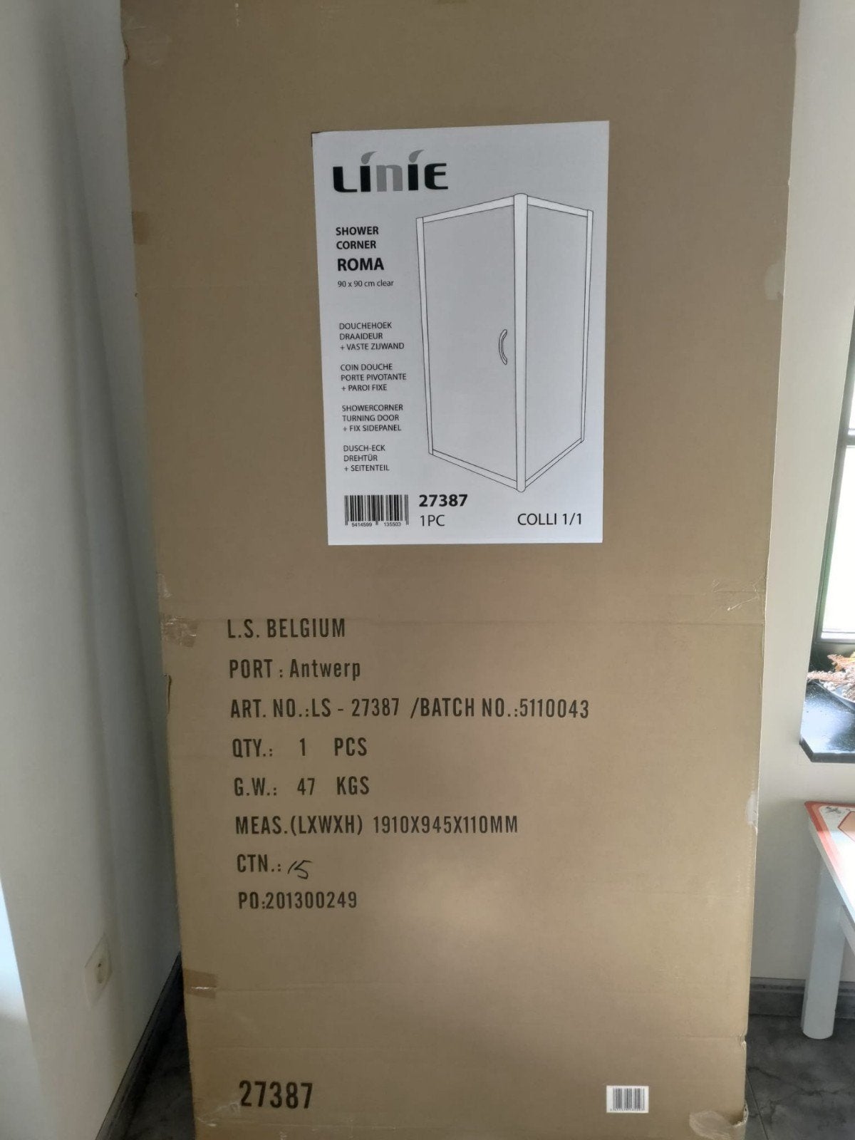 nieuwe douchecabine linie Roma 90x90cm, Enlèvement