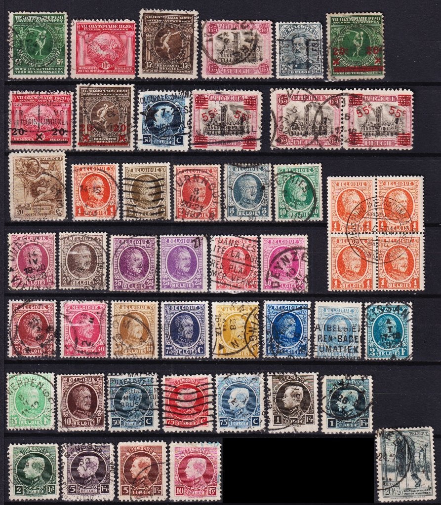 België 1920-1924 volledig gestempeld, Postzegels en Munten, Verzenden, Gestempeld, Gestempeld