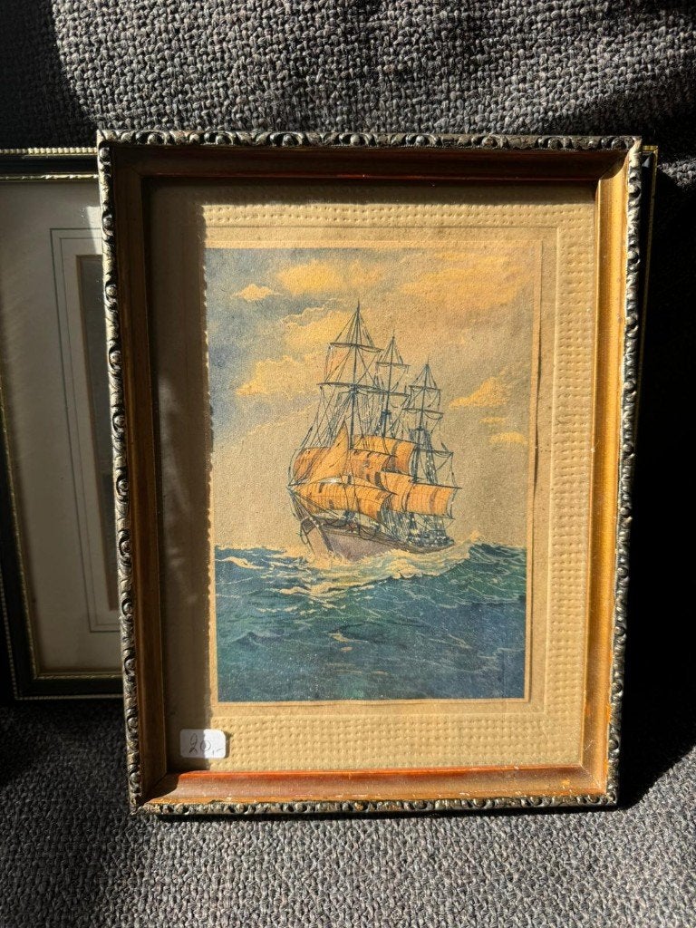 Zeilschip, ingelijste prent, Overige onderwerpen, Ingelijst, Offsetdruk, Ophalen of Verzenden