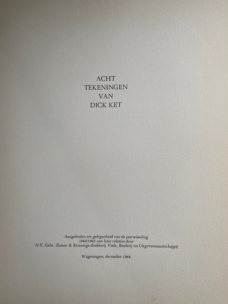 8 tekeningen van dick ket, Antiek en Kunst, Kunst | Etsen en Gravures, Ophalen