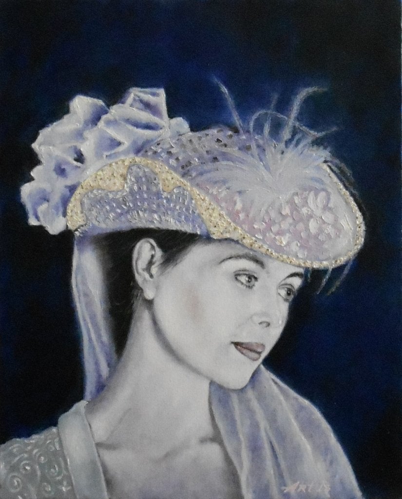 Peinture « Fille d'une famille aristocratique », Antiquités & Art, Textile, Peinture à l'huile, Certificat d'authenticité, Portrait