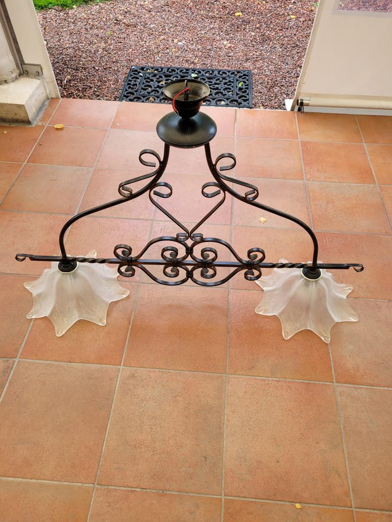 Lustre en fer forgé, Enlèvement, Comme neuf, Métal