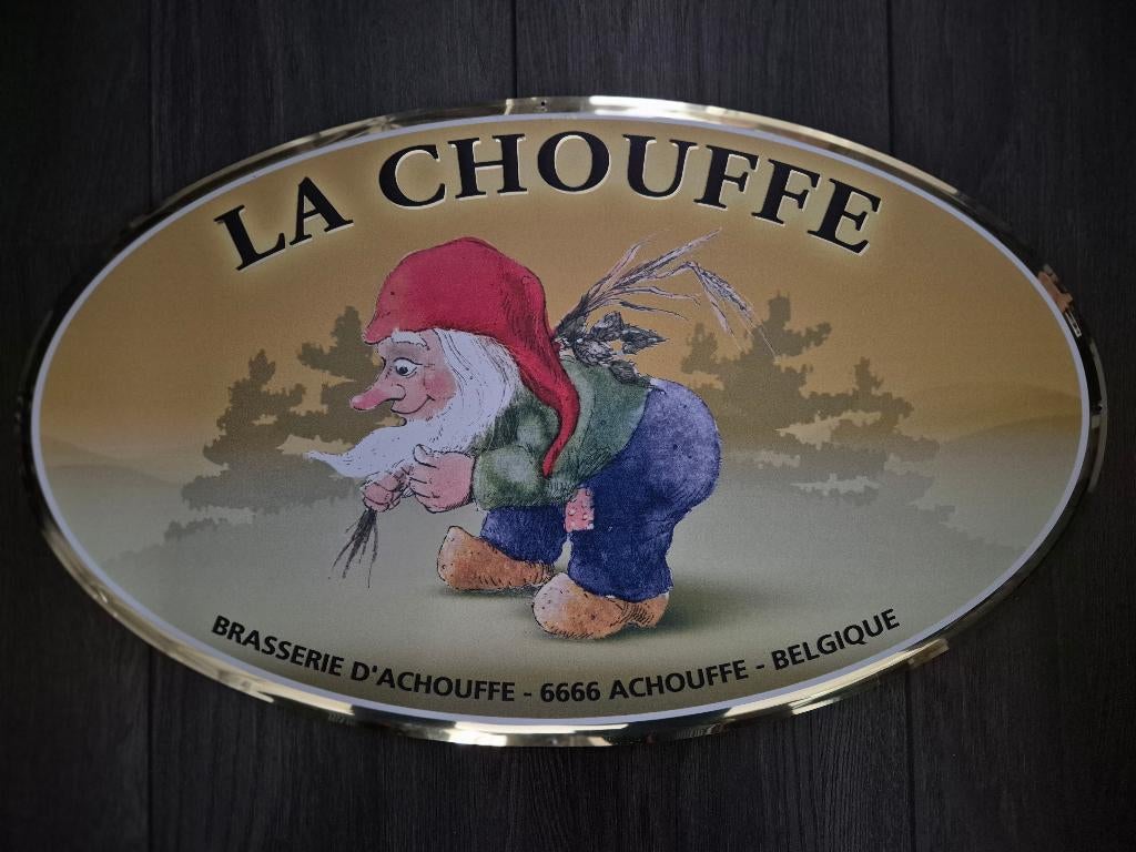 Reclamebord Brouwerij La Chouffe, Ophalen, Zo goed als nieuw, Reclamebord, Plaat of Schild