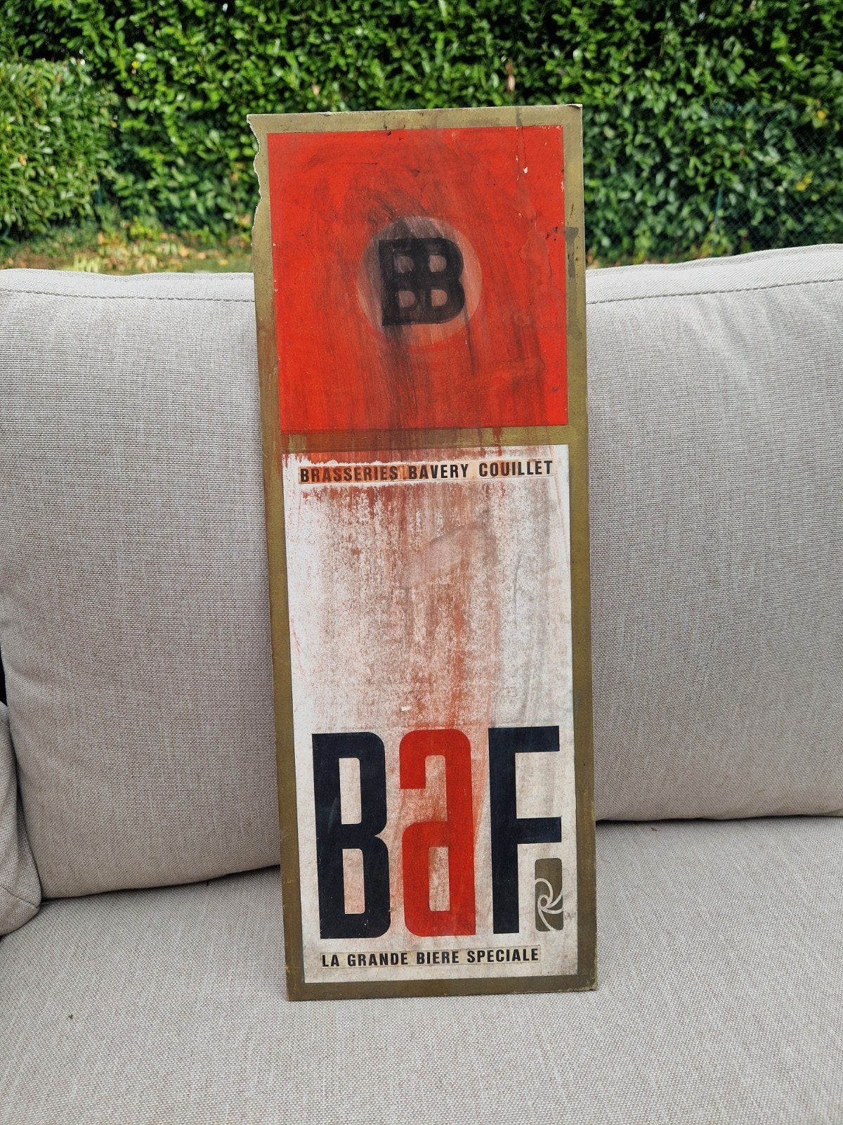 Ancienne pancarte publicitaire bière BAF - Brasserie Bavery, Enlèvement ou Envoi