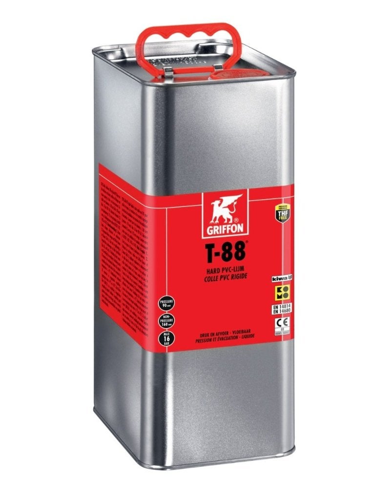 T-88 Hard PVC lijm Blik met Schenktuit 5 liter, Verzenden