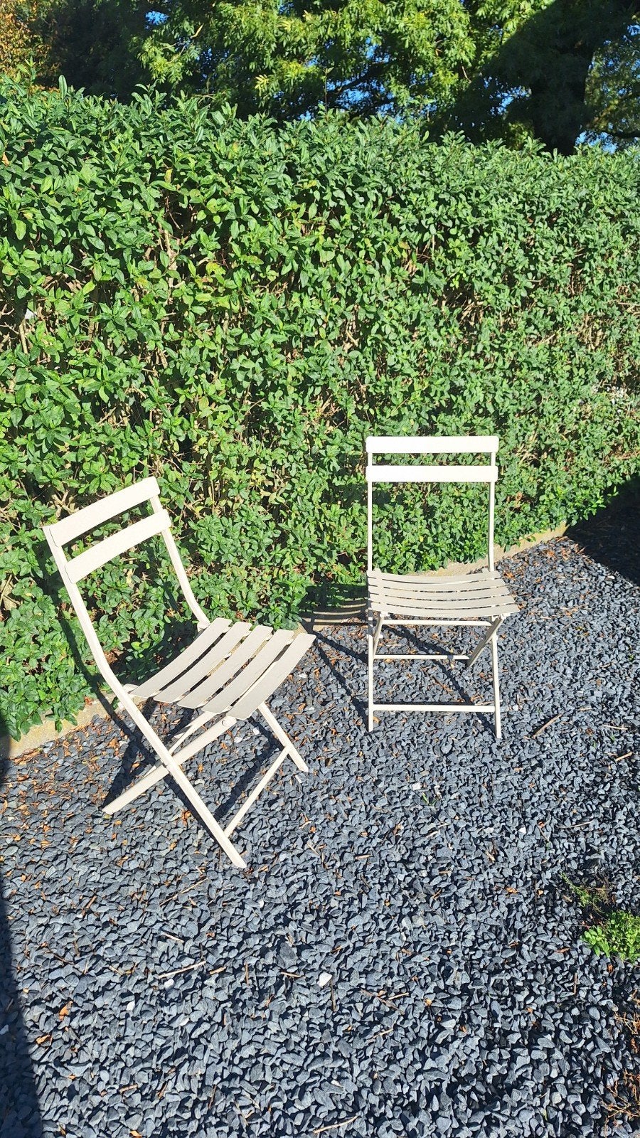 Paire de chaises de jardin pliantes en métal beige, Jardin & Terrasse, Enlèvement, Métal