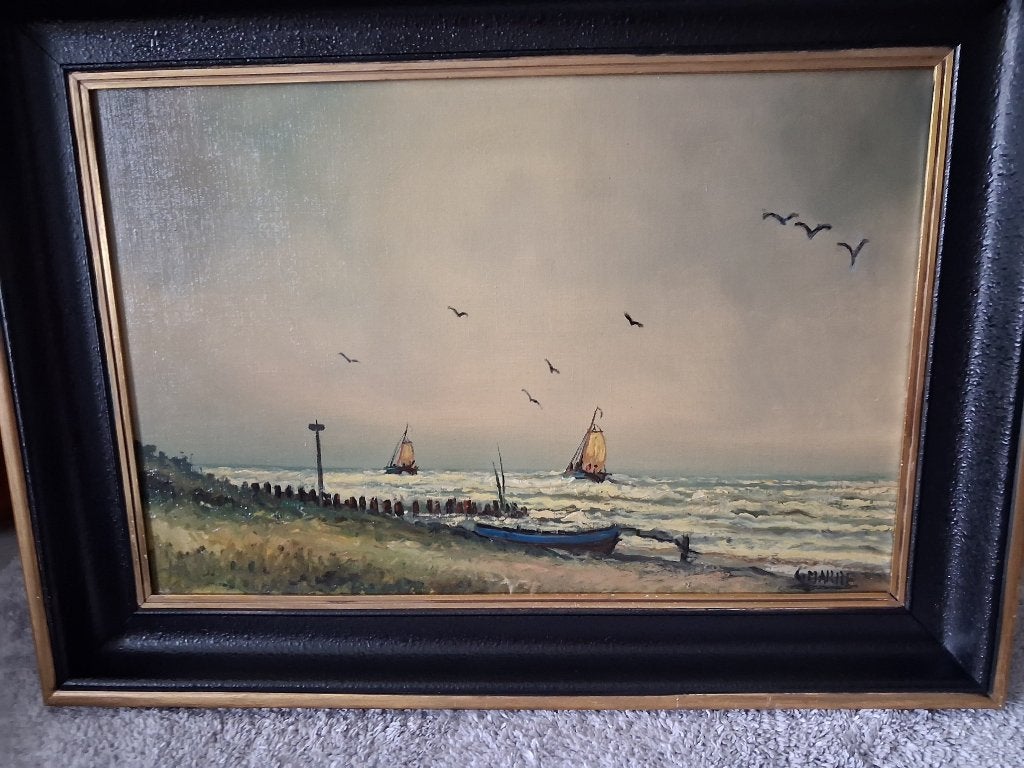 *Belle peinture ancienne signée avec un très beau cadre, Enlèvement ou Envoi, Cadre spécial, Toile