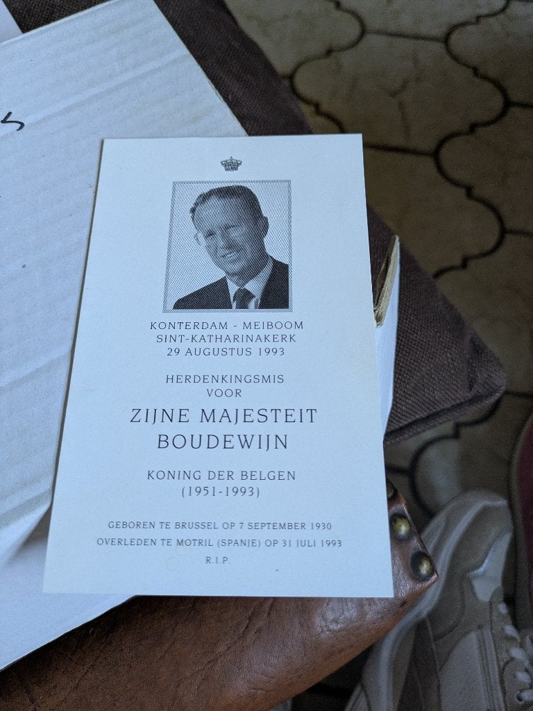 K.Boudewijn bidprentje, Verzamelen, Koningshuis en Royalty, Ophalen of Verzenden, Zo goed als nieuw, Kaart, Foto of Prent
