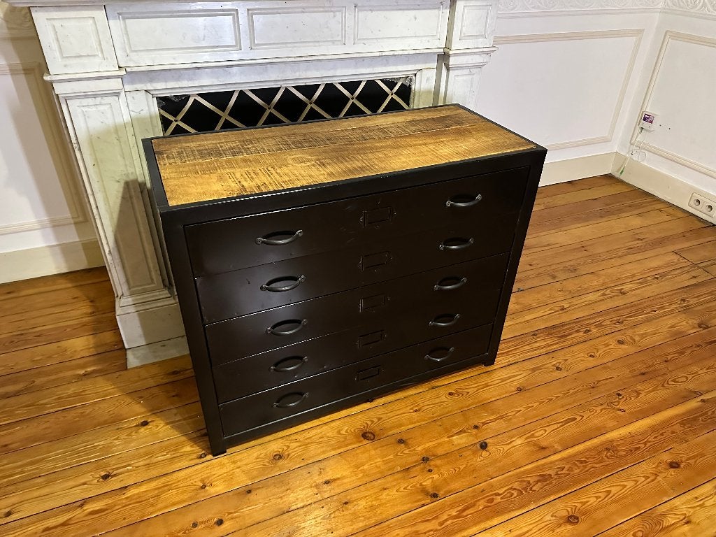 Commode industrielle / Industrial chest of drawers, 25 à 50 cm, Industrielle, 5 tiroirs ou plus, Moins de 100 cm