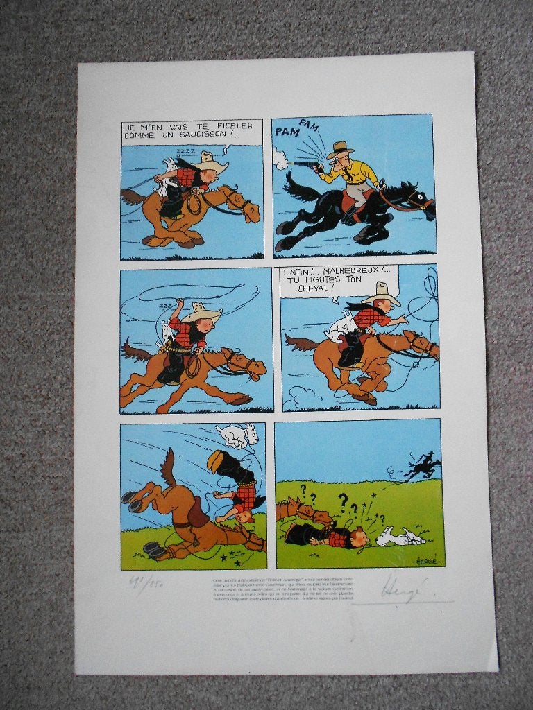 Tintin en Amérique-1980 lithografie nr 691 v 850 -sign Hergé, Boeken, Stripverhalen, Ophalen of Verzenden, Zo goed als nieuw, Herge