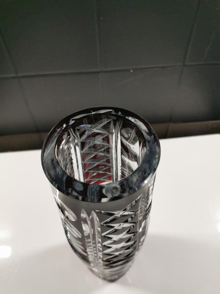 Cilindervaas. Boheems of VSL. Kristallen vaas, Antiek en Kunst, Antiek | Glaswerk en Kristal, Ophalen of Verzenden