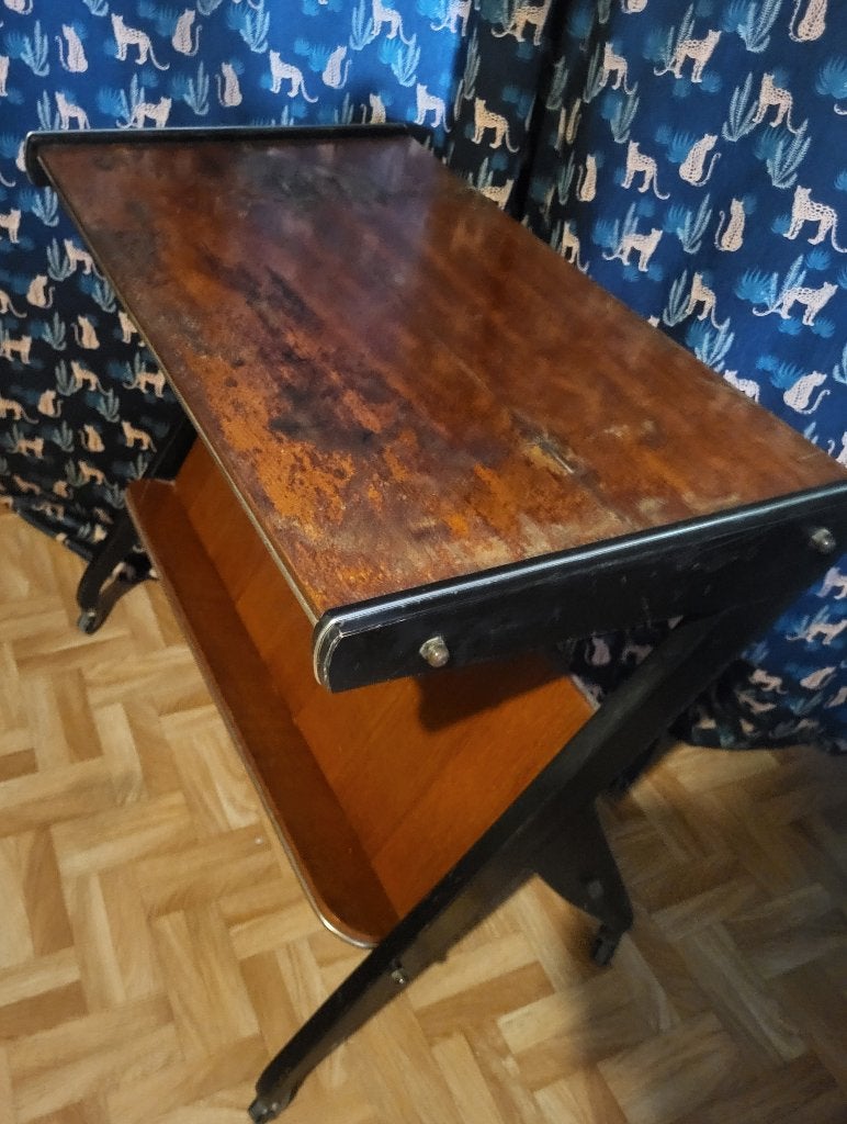 Vintage bijzettafel op wieltjes, Ophalen
