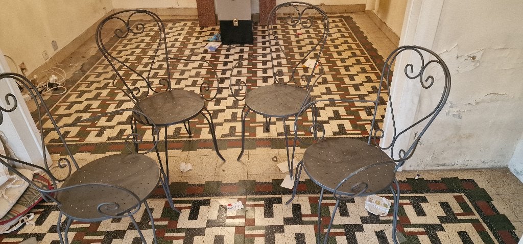 Smeedijzeren stoelen, Tuin en Terras, Ophalen, Gebruikt, Metaal