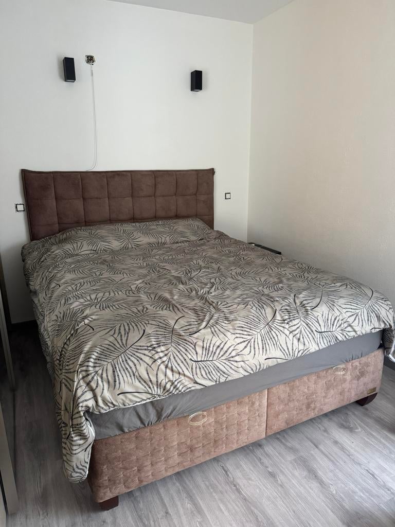 Boxspring 160x200, Ophalen, Gebruikt, Bruin, Tweepersoons